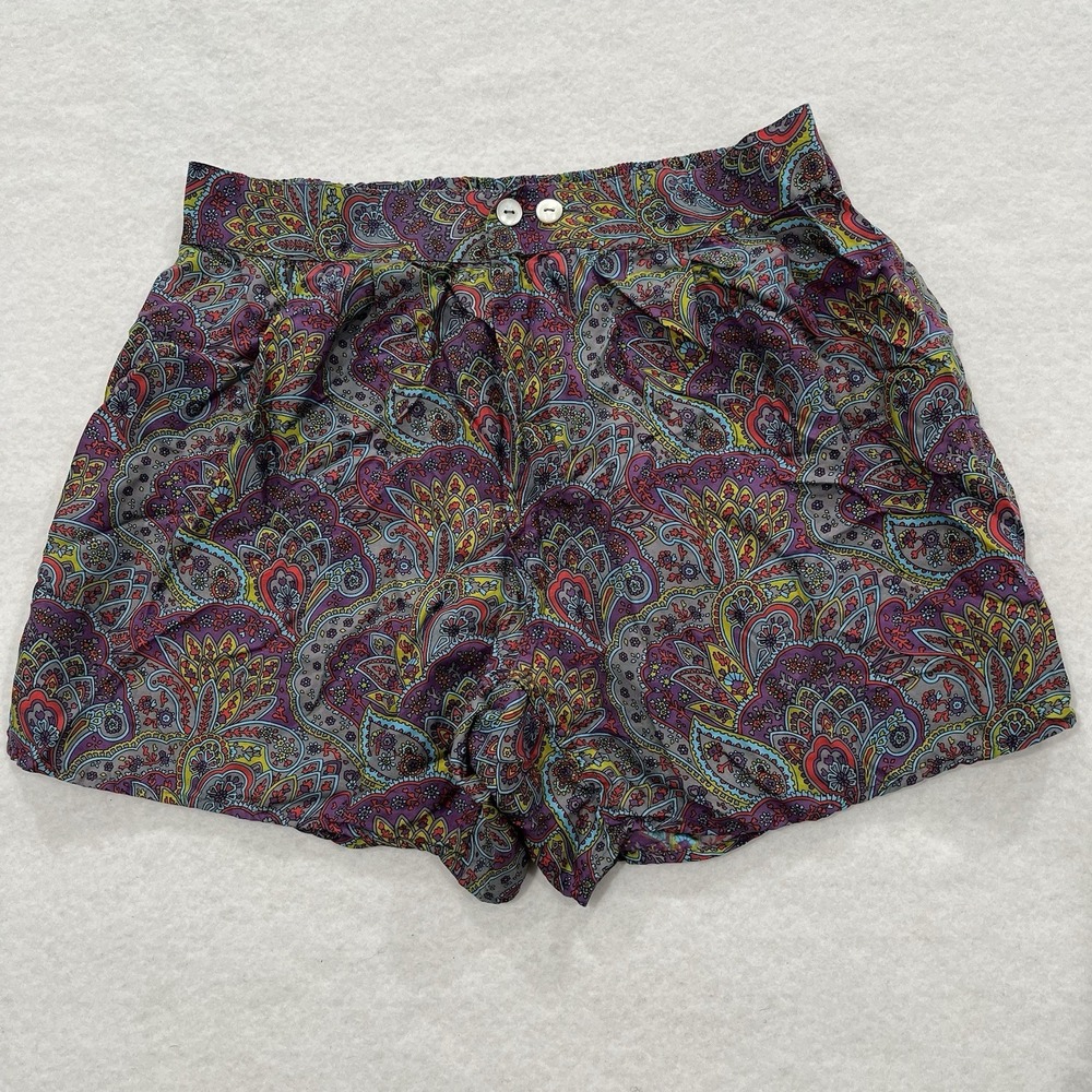 Vintage RARE Victorias Secret 100% Silk Paisley Boxer Short Made In Italy L Gold